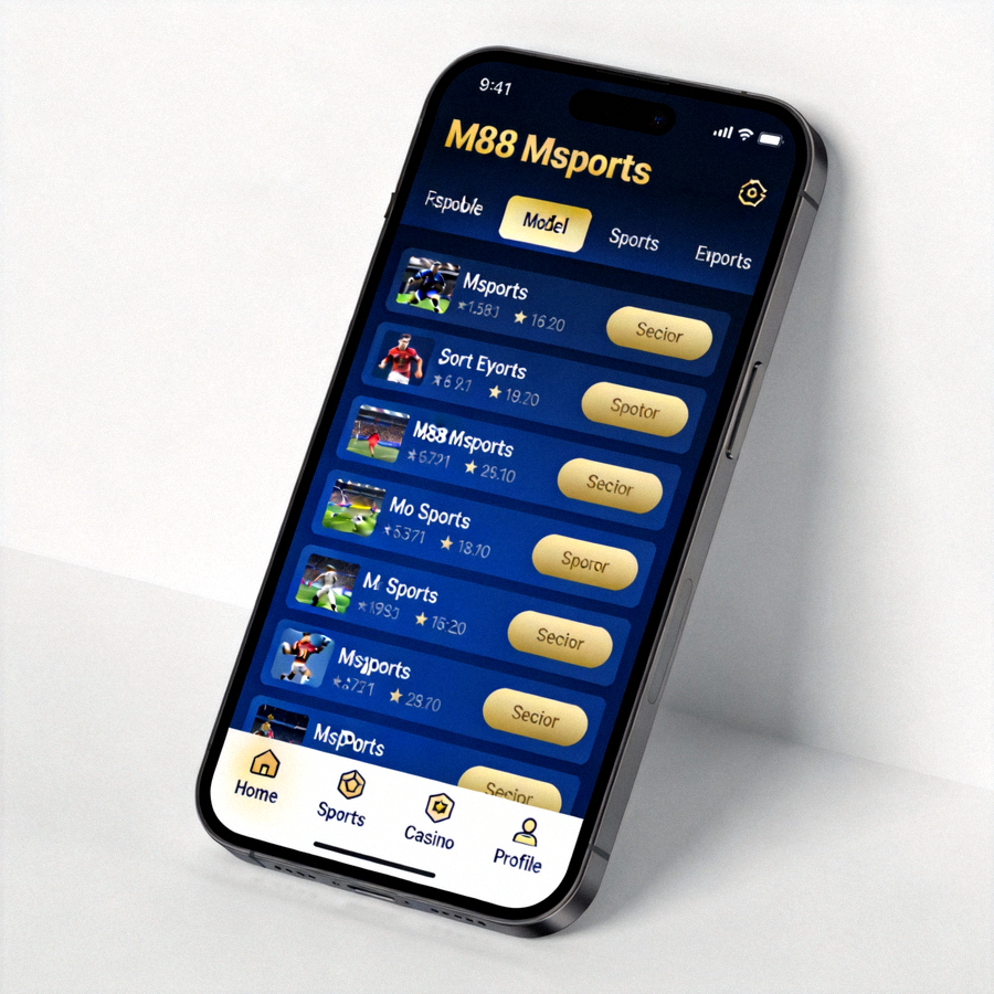 Tampilan versi mobile M88 Msports di smartphone dengan antarmuka responsif dan mudah disentuh